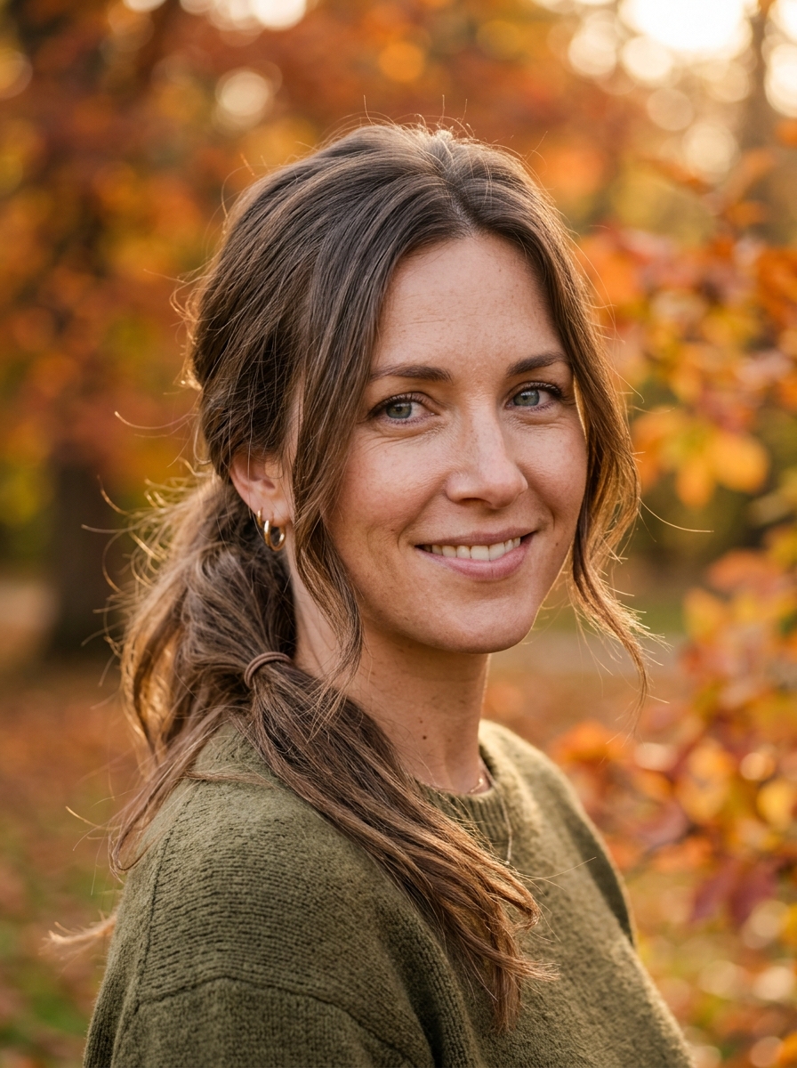 Low Ponytail mit Face-Framing Pieces als Herbst Frisuren Inspiration 2026